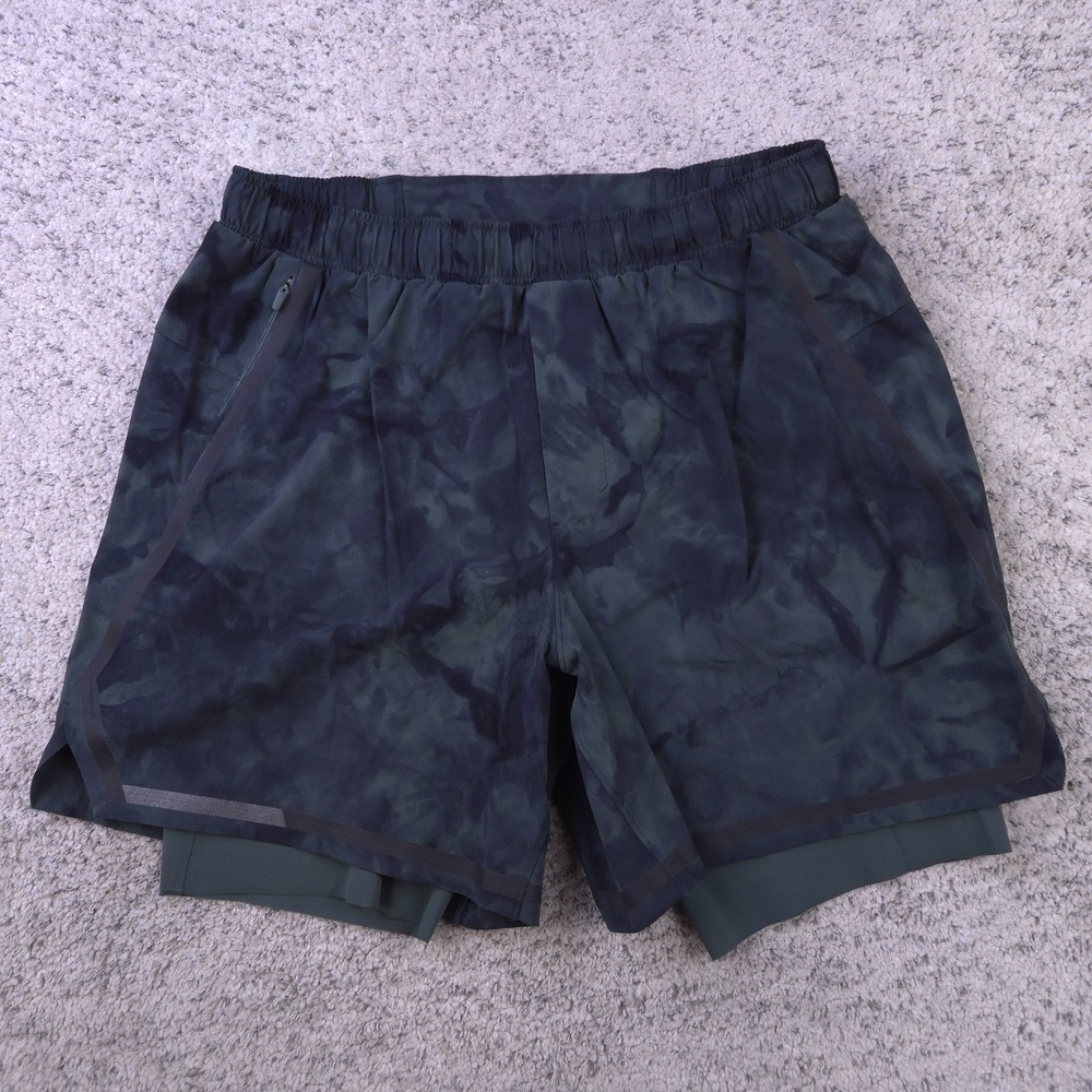 Lululemon Surge Shorts Mens Large Running Lined Camo 6 Inseam Training M7AQAS